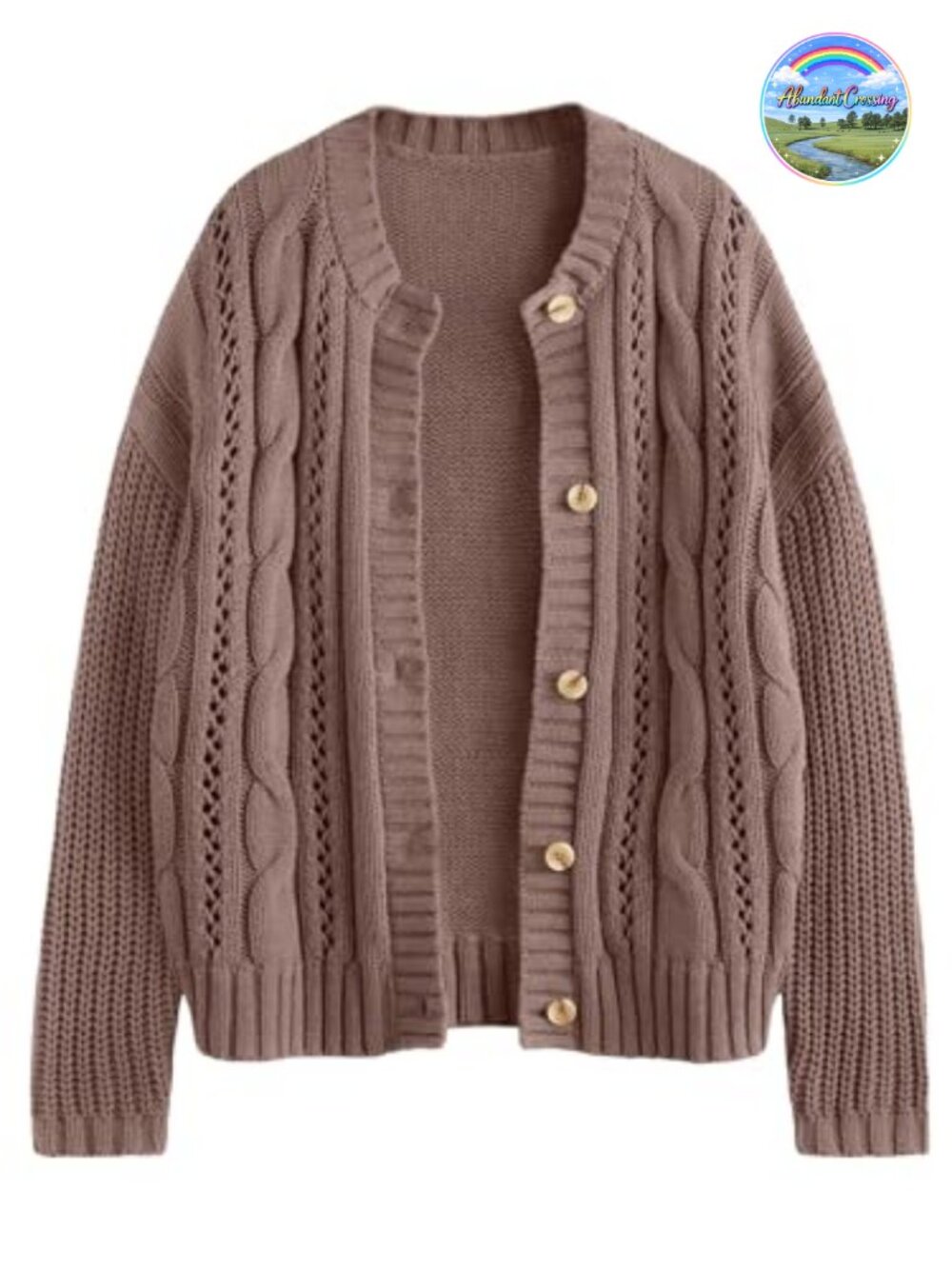 Cable Knit Button Up Cardigan Chunky Long Sleeve